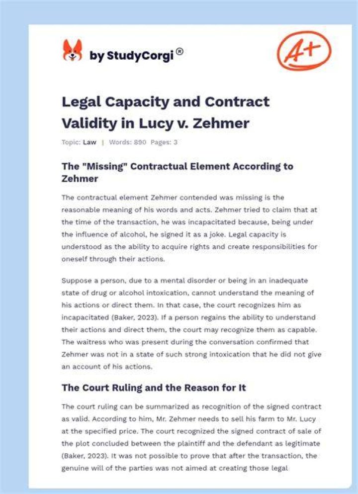 Do lucy and zehmer have an enforceable contract?