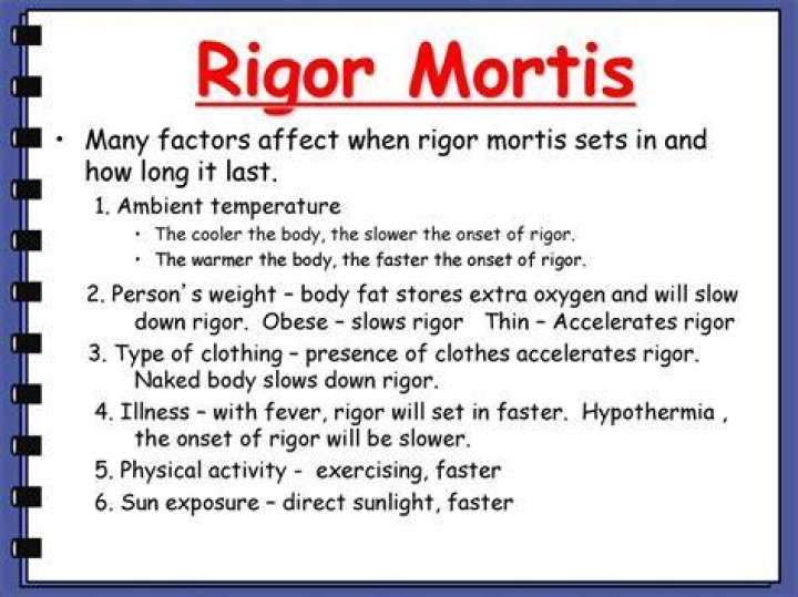 How does clothing affect rigor mortis?