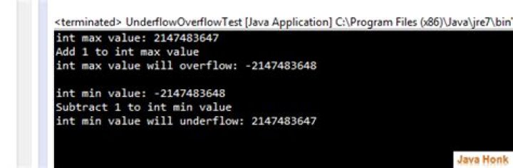 How does java handle integer overflows and underflows?