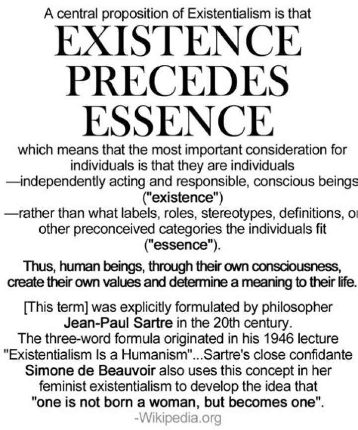 What does existence precedes essence mean?